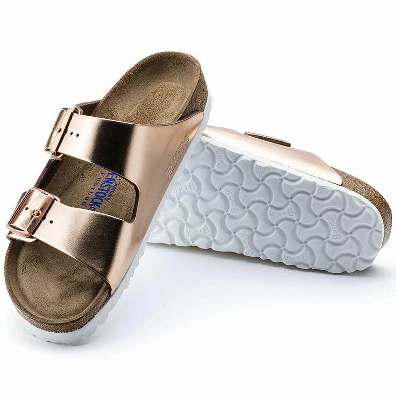 Birkenstock Soft Footbed Læder Arizona Dame Guld | DK 92NWY